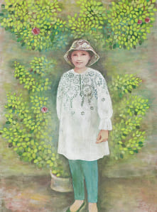 古城の塀に咲くばら